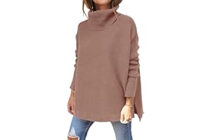Rayson Suéter de Cuello Alto Mujer Jersey de Punto Casual de Color Sólido Jersey de Cuello Vuelto Manga Larga Caliente en Invierno