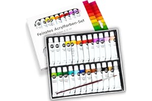 ‎PERFECT IDEAZ perfect ideaz - Acrylfarben Set - 24 x 12 ml inkl. Pinsel - Kreatives Farbspektakel - ungiftig – inspirierendes Malen für Kinder & Erwachsene - Professionelle Qualität