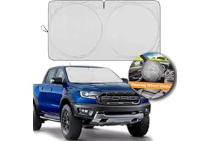 Big Hippo Car Windshield Sun Shade, for SUV, Truck and Van with Bonus Steering Wheel Sun Shade, 210T Reflective Sunshades, Folding Sun Shield for Car Windshield Keep Vehicle Cool