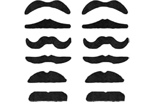 BFUZXY 12 Piezas Bigotes Autoadhesivos,Bigote Postizo,Perilla Disfraz,Falso Postizos Realista y Reutilizable,No Me Toques Los Borbones,Barba Postiza para Halloween,Cosplay,Fiestas,Carnaval,Mujer,Hombre,Niño