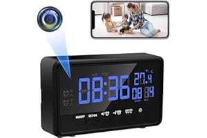 LXMIMI WiFi Cámara Oculta HD 1080P Mini Cámara WiFi, 2.4 / 5G WiFi Cámara Espía, Despertador WiFi Cámara con Pantalla Multifunción, Soporta Visión Nocturna, Detección de Movimiento y 2 Despertador