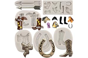 MYPRACS Molde de silicona para fondant, diseño de herradura, molde para botas de vaquero, moldes de flecha de plumas para decoración de pasteles, decoración de cupcakes, caramelos, chocolate, arcilla