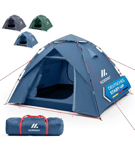 Decathlon Quechua, 2-Sekunden-Campingzelt, wasserdicht, Pop-Up-Zelt, 110 cm, 2 Personen, 4,4 kg (Maße des Schlafbereichs: 205 x 140 cm), Blau Sport & Freizeit