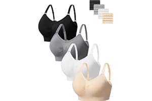 HBselect 4 STK. BHS Damen ohne Bügel Nahtlose Sports BHS Seamless Bralettes Bügelloser T-Shirt Bra Yoga Bustier Push Up BH für Große Brüste Starker Halt