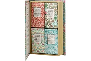 William Morris At Home Lot de 4 savons pour invités Parfum agrumes Format voyage végétalien et sans cruauté envers les animaux Collection bergamote et vétiver Lys doré 4 x 50 g