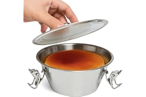 CHEFZOCO Flanero con Tapa y cierre, Flanera Individual, Apto para horno, Se utiliza para flanes, gelatinas, muffins o puddings o conservar alimentos, Acero Inoxidable, 22 cmn diametro x 10 cm altura