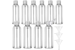 GAOMESIA 10 Pezzi Flaconi da Viaggio 100 ml con 3 Imbuti, Bottiglie Vuote Trasparenti per Cosmetici, Lozioni, Shampoo, Gel Doccia, Contenitori Ricaricabili per Viaggio e Vacanze