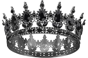 DRESHOW Full Round Girls' Tiara Queen Crown Women's Bridal Crown Tiara Crystal Baroque Tiara Sparkly Rhinestone Princess Carnival Headpiece for Wedding Prom Birthday Party