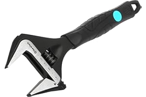 DURATECH Clé à Molette Réglable de 200mm, Clé à Lavabo à Mâchoires Larges avec Finition Noire Oxydée, en Acier Cr-V, Graduée en Unités SAE et Métriques, Poignée Ergonomique