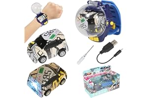 SJYIH 2022 New 30 Meters Remote Control Distance Glow Mini Remote Control Car Watch Toys, Tiktok Watch Car Toys, 2.4 GHz Racing Car Watch with USB Charging Cartoon RC Small Car