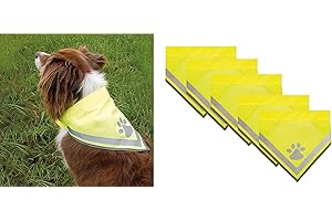 4BUSINESS 5 Stück Hundehalstuch gelb in 3 Größen S - L Klettverschluss Reflexelemente Dreieckstuch Bandana 5er Set (L)