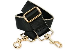 ‎BENAVA BENAVA Verstellbarer Schulterriemen für Taschen 75-135 cm | Taschengurt Schwarz Breit 40mm | Farbe Karabiner Gold | Taschengurte zum Wechseln | Schultergurt für Taschen