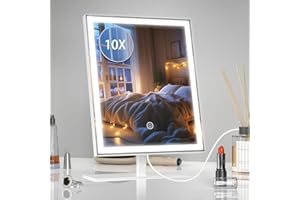 ‎ANTENLICHT ANTENLICHT Schminkspiegel mit Beleuchtung, Dimmbar Spiegel mit Beleuchtung mit Abnehmbare 10X Vergrößerung, 3 Farbmodi, LED Schminkspiegel mit Licht Hollywood Spiegel, Weiß