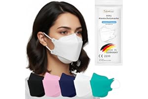 TubeRoo FFP2 Maske weiß Fischform, 10 Stück Masken aus Deutschland, Made in Germany, weiche Ohrschlaufen Bänder, Atemschutzmaske, Mundschutz