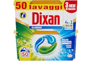 Dixan Discs Classico Detersivo Lavatrice Predosato in Capsule 4 in 1, 2 x 25 Lavaggi
