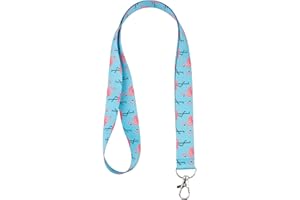 IBOO 1 porta badge con cordino/girocollo, portachiavi, biglietto da visita, carta dello studente, carta dell'autobus (Flamingo)