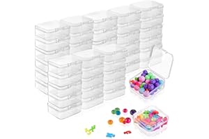 RobLuX 40 Piezas Mini Caja Plastico Caja Cuadradas Plástico Transparente Pequeña Caja Plástico con Tapa para Guardar Accesorios y Objetos Pequeños(4.5 * 4.5 * 1.9cm/1.77 * 1.77 * 0.75 in)