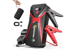 NHOWIN 4000A Starthilfe Powerbank für Pkw, 4-in-1-Funktion, 12V Auto Starthilfe Powerbank (Bis Zu 7,5L Benzin Oder 5,0L Diesel) mit Starthilfekabel und LED-Leuchte Für Outdoor-Notfall, Winter, Reisen