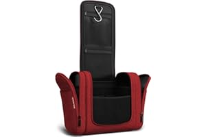 VANLINDSON Beauty Case da Viaggio XXL [Design 2023] | Trousse da Viaggio per Uomo e Donna | Beauty Case Viaggio con Gancio Appendiabiti [Capacità 9 Litri] (Rosso)