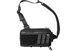 TACTICAL_GEEK Cache L3 EDC Sling Bag Petto, Borsa a tracolla, Borsa a spalla leggera, Nylon CORDURA, Porta da viaggio, Cerniera YKK, Zaino da spalla tattico, Cinghia ambidestra da escursionismo Nero