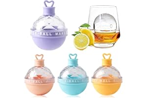 CHENKEE Silikonowa forma do kostek lodu, 4 sztuki, duża forma do kostek lodu, okrągła, do whisky, koktajli i wina (8,8 x 6,8 cm)