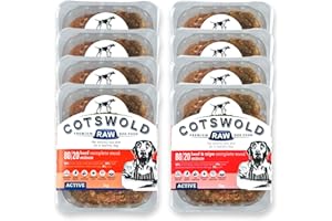 Cotswold RAW Raw Dog Food, Active 80/20 Mince, Adult Dog Food, BARF Premium British Meat Raw Food for All Dogs, Frozen Dog Meal, Beef/Beef & Tripe Mince - 8kg