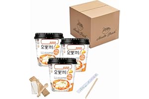 NOODLE SHACK Traditional Korean Street Food Favourite - Tteokbokki Savoury 3 Pot Cheese Bundle - Microwaveable Pot Rice Cakes - Cheese 3 x 120 g with Disposable Chopsticks & Cutlery