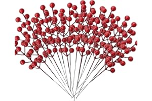 ONEINHE Confezione da 24 bacche rosse artificiali, 22 cm, bacche di agrifoglio per decorazioni per albero di Natale, ghirlande di Natale, matrimoni, vacanze, decorazioni per la casa