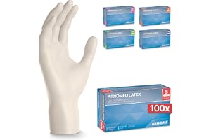 ARNOMED Latex engångshandskar S, vita, puderfria, 100 st/ask, engångshandskar i latex, latexhandskar finns i storlekarna XS