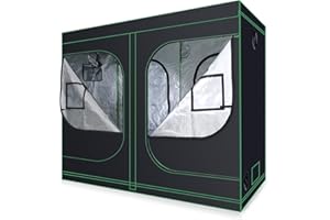 JALUNIVERSAL TRI Grow Tent Hydroponic Higher Density 600D Mylar Reflective Indoor Plant GreenHouse Growing with Observation Window and Removable Floor Tray for Flora Vegetables Flower (240*120*200 CM)