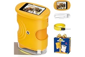 AHYDFSR Microscope Numérique pour Enfants, 1000X Portable Rechargeable Microscope Numérique, IPS 2'', 8 Lumières LED, Scientifique et Jouet Éducatif pour Enfants 3–12 Ans