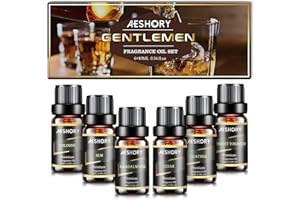 AESHORY Set di Oil Essenziali di Uomini 6 x 10ML, 100% Puri Naturali Olio Essenziale Profumate, Maschile Oil Essenziali per Diffusori, Aromaterapia - Tabacco Dolce, Rum, Colonia, Cuoio, Sandalo, Cedro