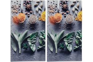 URBN-CHEF 2 Pcs Glass Stove Covers & Cutting Boards, Tempered Glass Worktop Protectors with Non-Slip Feet, Multipurpose Chopping Boards & Serving Platters, Hygienic, Heat Resistant, Anti-Scratch