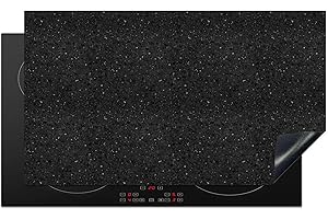 KitchenYeah© Herdabdeckplatte Einteilig Küche Herdabdeckung Ceranfeld Herdabdeckplatten Vinyl Matte Aufrollbar Granit - Schwarz - Grau - Dunkel - 90x52 cm