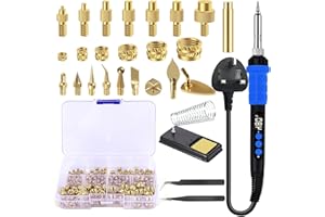 AOBOPLE Soldering Iron Tips for Threaded Inserts Set Include 90W LED Soldering Iron Kit 130PCS Threaded Inserts, 8PCS Soldering Tips for Threaded Inserts, 9PCS Pyrography Burning Tips