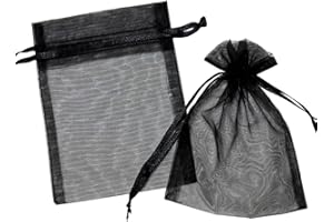 LITTLE SNOW DIRECT 10pcs 7x9cm Organza Gift Favour Bags Wedding Jewellery Drawstring Pouches - Black