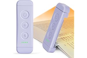 Glocusent USB Rechargeable Book Light, Eye Caring Reading Light Clip on Book, 3 kolory i 5 jasności ściemniania, przenośna i elastyczna, długotrwała do 80 godzin (fioletowy)
