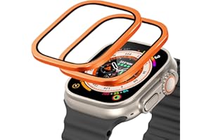 JHTSOLE Szkło Hartowane Smartwatch Osłona Ekranu do Apple Watch Ultra iwatch 49mm Alloy Frame Case Dotykowa Folia Ochronna Odporna na Zadrapania Pomarańcza