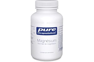 Pure Encapsulations - Glycinate de Magnésium 120mg - Magnésium Chélaté Biodisponible - Complément Anti-Fatigue - 90 Gélules Véganes
