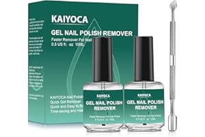 KAIYOCA Gel Nail Polish Remover 2 Packs with 1 Cuticle Pusher, Quickly & Easily Remove Nail Polish in 3-5 Minutes, No Need Tin Foil & Clip and Don't Hurt Nails