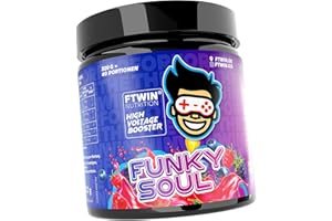 ‎EURHOVITAL FTWIN HIGH VOLTAGE BOOSTER | Für GAMER und E-SPORTLER | REFLEX – FOCUS – ENERGY – ENDURANCE | 320 g = 40 Portionen (Funky Soul)