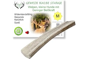 ARTISAN GIFT CO Rothirsch Geweih Hunden Kausnack Halbe Stange für Welpen oder Hunde - Mindestgewicht 51 Gramm (M - 1 stück)