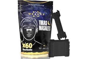 WEAKUP10® 60 Tiras Nasales Hipoalergénicas | Antironquidos Para Dormir | No Más Ronquidos Con Mouth Tape y Myotape (60 Tiras Nasales Negras) (60 TIRAS NASALES)