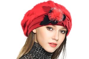 VECRY Femme Laine Béret Français Cloche Angola Robe Bonnet Calotte Chapeaux d'hiver