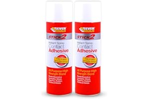 BUILDWARE 2x Stick2 All-Purpose High Bond Strength Contact Spray Adhesive 500ml – Strong Bond for Wood, Metal, Plastic, Leather & More