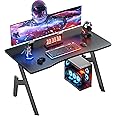 DLONGONE Whole Board Gaming Desk, 80 x 50 cm Gaming Table, Computer PC Desk for Home Office, A Shaped Gamer Table, Simple Assembly, Black