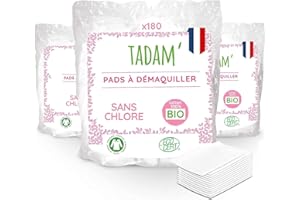 TADAM' - Cotons Bio à Démaquiller - Ultra Doux & Résistants - Peaux Normales & Sensibles - Hypoallergéniques - 540 Cotons