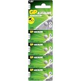 GP Batteries GP192 LR41/192/V3GA Boy Alkalin D&uuml;ğme Pil, 1.5 Volt, 5'li Kart, Gri
