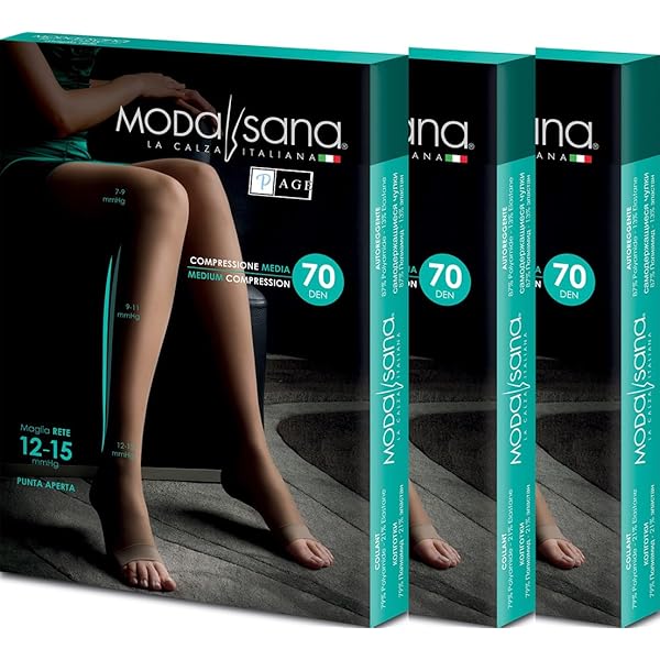 Calze Autoreggenti A Compressione Graduata Modasana 140 DEN - 3 Paia, 18/20 MmHg, Punta Aperta - Foto 10