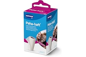 Peha-Haft, Venda Elástica Autoadhesiva y Cohesiva, para la Sujeción de Compresas y Gasas Estériles, Estabilizan Músculos y Articulaciones, Permeable y Transpirable, Tela Color Blanca (8cm x 4m)